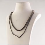 SILVER COLOURED METAL NECKLACE with long rustic pattern links and an ITALIAN SILVER (925) SNAKE