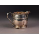 GEORGE V OLLIVANT & BOTSFORD SILVER MILK JUG, of circular form with double C scroll handle and