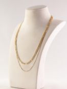 9ct GOLD CHAIN NECKLACE with long and short curb pattern links, 16in (40.6cm) long and a 9ct GOLD