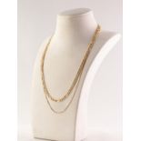 9ct GOLD CHAIN NECKLACE with long and short curb pattern links, 16in (40.6cm) long and a 9ct GOLD