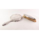 LADY'S SILVER HAND MIRROR AND MATCHING CLOTHES BRUSH with scroll embossed borders, Birmingham