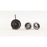 PAIR OF GEORG JENSEN SILVER WHORL PATTERN DISC EARRINGS, no. 410 and MATCHING PENDANT, no. 207