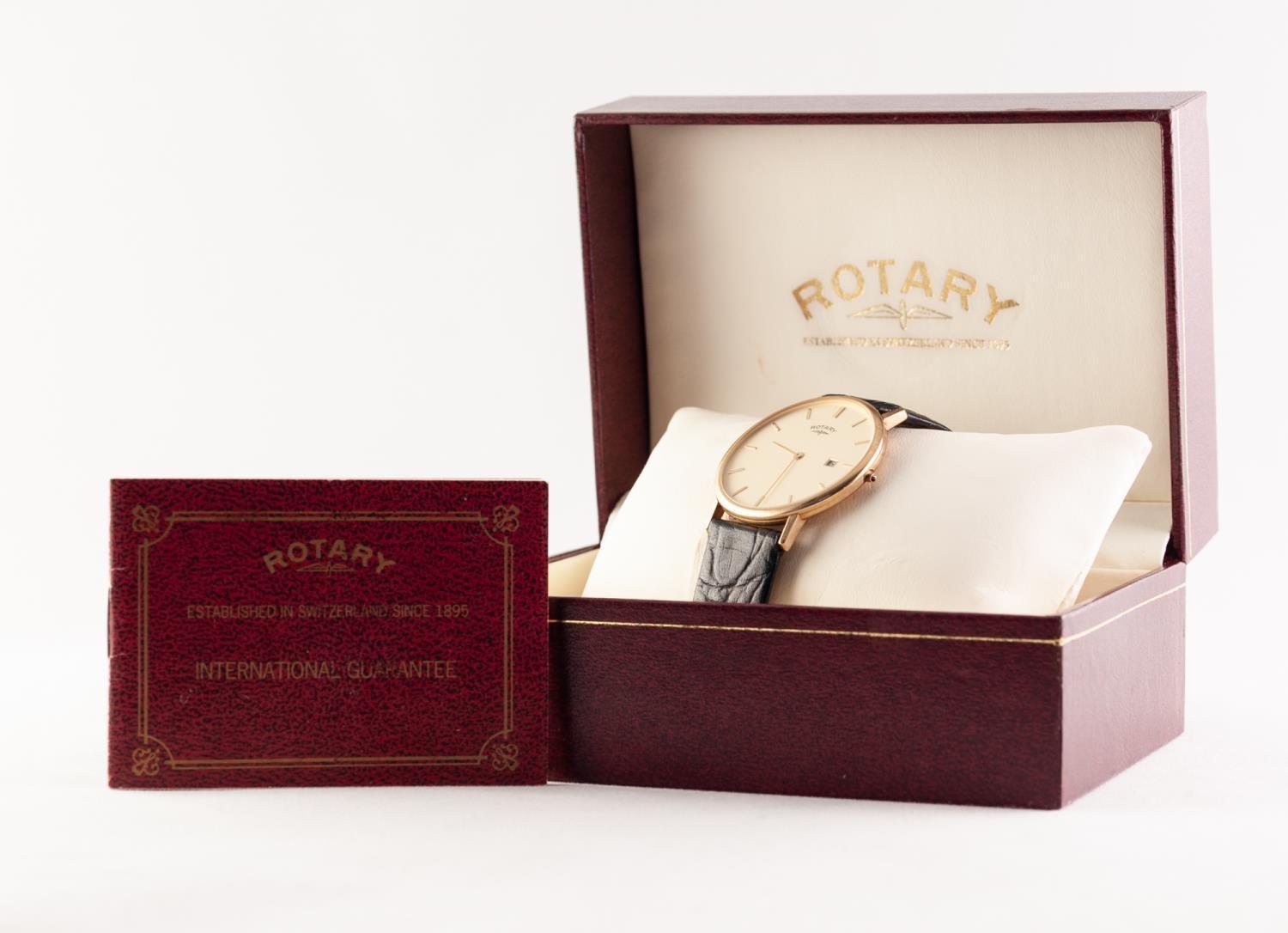 ROTARY GENT'S 9ct GOLD ULTRA SLIM WRISTWATCH, the circular cream dial with batons and date aperture, - Image 5 of 5