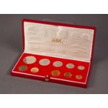 1983 SOUTH AFRICAN TEN COIN SET INCLUDING A GOLD 2 RAND AND A GOLD 1 RAND COIN, both mint, 12.1g, in