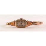 LADY'S VINTAGE 18ct GOLD WRISTWATCH with mechanical movement, small and narrow oblong arabic dial