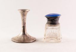 SILVER SMALL TRUMPET VASE, on broad circular base 2 3/4in (6.9cm) high, Birmingham 1916 and a CUT