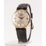 LONGINES, GENT'S WRISTWATCH WITH MECHANICAL MOVEMENT, silvered circular dial with batons and roman