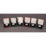 SIX £2 SILVER PROOF COINS, comprising: 1994, 1995 (x3), 1996 and 1998, all supplied with