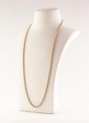 9ct GOLD CHAIN NECKLACE with ring clip, 26in (66cm) long, 15.5 gms