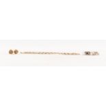 PAIRT OF 9ct GOLD ROSE BLOOM PATTERN STUD EARRINGS; 9ct GOLD FINE CHAIN BRACELET and a pair of