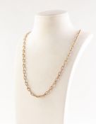 9K GOLD CHAIN NECKLACE with textured links, 20in (50.8cm) long, 9.2 gms