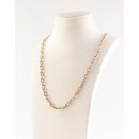 9K GOLD CHAIN NECKLACE with textured links, 20in (50.8cm) long, 9.2 gms