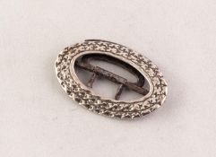 LATE 18th CENTURY IRISH SILVER OVAL BUCKLE with two row embossed diaper pattern with steel fittings,