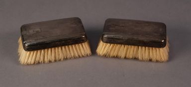 GEORGE VI PAIR OF ENGINE TURNED SILVER BACKED MILITARY HAIRBRUSHES, initialled, Birmingham 1937, (2)