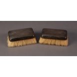 GEORGE VI PAIR OF ENGINE TURNED SILVER BACKED MILITARY HAIRBRUSHES, initialled, Birmingham 1937, (2)