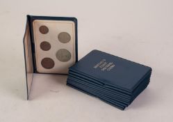 ELEVEN SETS OF BRITAINS FIRST DECIMAL COINS,  the five uncirculated coins in Royal Mint blue plastic