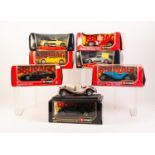 SIX BURAGO MINT AND BOXED 1/24 SCALE DIE CAST MODELS OF VINTAGE CARS, including; Porsche 911 Carrera