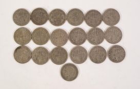 NINETEEN GEORGE V SILVER HALF CROWN COINS, MAINLY (VF) VIZ 1928, 1929 x 5, 1930, 1931 x 2, 1932,