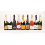 *BOTTLE OF VEUVE CLICQUOT PONSARDIN BRUT 1979 CHAMPAGNE, ANOTHER SIMILAR BOTTLE, and  SEVEN OTHER