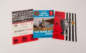 THREE LIVERPOOL EUROPEAN FINALS EUROPEAN SUPER CUP FINAL, v Anderlecht 1978, UEFA Cup Final v Club