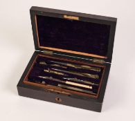 EARLY TWENTIETH CENTURY SELECTION OF DRAWING INSTRUMENTS including; PEN WITH BONE HANDLE in rosewood