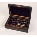 EARLY TWENTIETH CENTURY SELECTION OF DRAWING INSTRUMENTS including; PEN WITH BONE HANDLE in rosewood