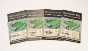 FOUR MANCHESTER CITY home programmes, season 1955/56 v WBA, CHELSEA EVERTON and SUNDERLAND, all with