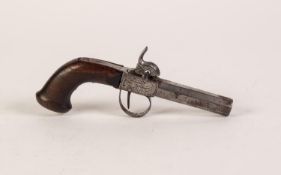 MID NINETEENTH CENTURY BOXLOCK PERCUSSION POCKET PISTOL WITH 3" (7.6cm) turn off octagonal barrel,