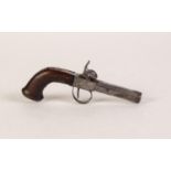 MID NINETEENTH CENTURY BOXLOCK PERCUSSION POCKET PISTOL WITH 3" (7.6cm) turn off octagonal barrel,