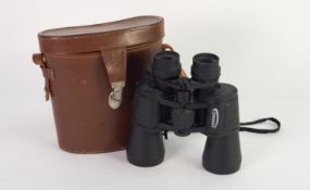 *PAIR OF ZENNOC MODERN RUBBER CLAD BINOCULARS 8-24x50 magnification, in an earlier BROWN LEATHER