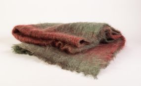 FINE QUALITY MOHAIR SHAWL, shaded red and green labelled 'Woven In Grasmere - home of Wordsworth