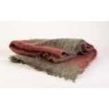 FINE QUALITY MOHAIR SHAWL, shaded red and green labelled 'Woven In Grasmere - home of Wordsworth