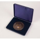 LARGE BRONZE AND ENAMEL COMMEMORATIVE MEDALLION 150 YEARS OF P & O LINES, showing company crest