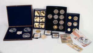 COLLECTION OF ROYAL COMMEMORATIVE GOLD PLATED COINAGE AND MEDALLIONS, including: SET OF SIX ?