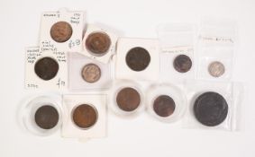 SELECTION OF MID EIGHTEENTH CENTURY AND LATER COPPER COINAGE, to include George III cartwheel