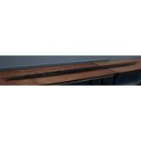 PROBABLY FIJIAN CARVED HARDWOOD AGED FISHING HARPOON SPEAR, the 26" (66cm) tip polygonal and