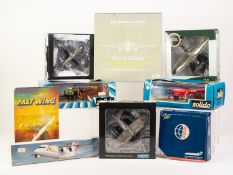 NINE VARIOUS DIE CAST MODELS OF MILITARY AND CIVIL AIRCRAFT incudes Solido helicopter, Oxford die