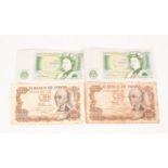 TWO ELIZABETH II ONE POUND NOTES, Isaac Newton(1642-1727) verso, in good condition, also EL BANCO DE