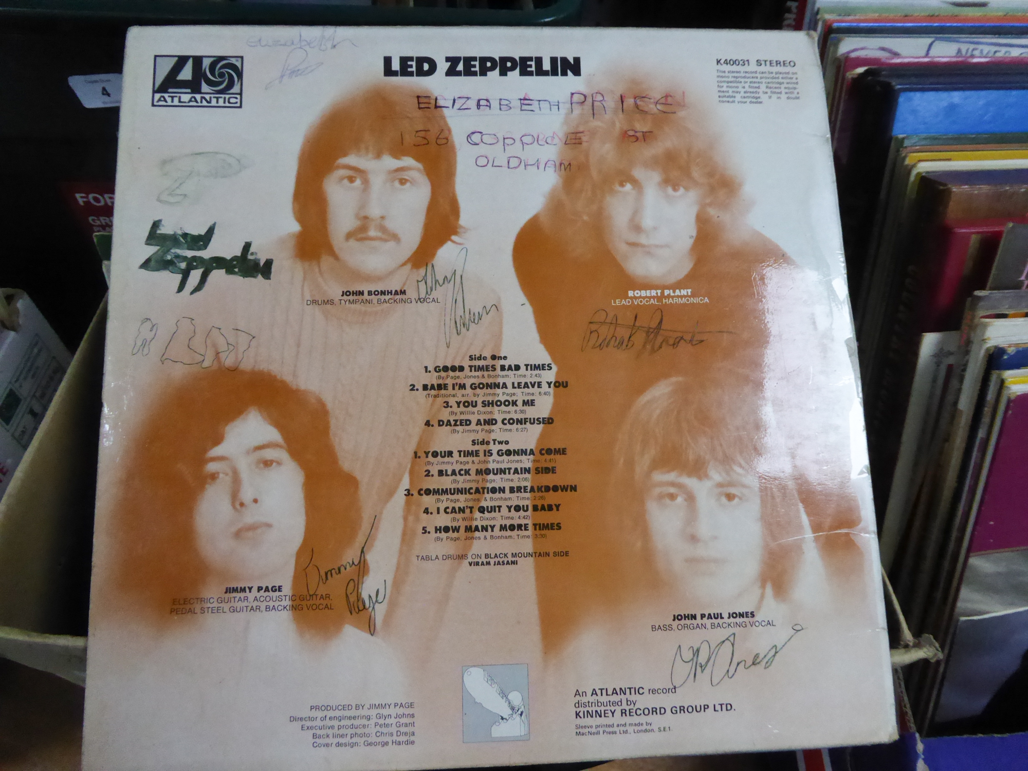 VINYL RECORDS, ALBUMS. Led Zeppelin I, Atlantic, K 40031 (green/orange labels). Back cover has a - Image 2 of 2