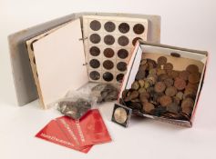 COLLECTION OF NINETEENTH CENTURY AND LATER MAINLY COPPER PRE-DECIMAL COINAGE, part housed in a