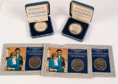 TWO ROYAL MINT SILVER PROOF COMMEMORATIVE COINS 'THE MARRIAGE OF CHARLES AND DIANA 1981' each 28.