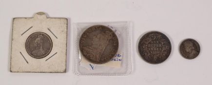 VICTORIAN SILVER DOUBLE FLORIN 1887 AND AN 1887 SHILLING both showing some mint bloom (EF), TOGETHER