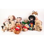 SELECTION OF SOFT TOYS, to include; Dora Designs plush covered Fox wearing a jacket and a 'Cute