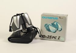 PAIR OF OLYMPUS 'POVRO PRISM' COMPACT BINOCULARS, 10 x 25 PCI field 5.2° in SOFT FABRIC CASE WITH