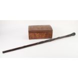 AFRICAN CARVED EBONY WALKING STICK, the shaft entwined with a snake, 39" (99cm) long and a  LATE