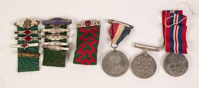 TWO WORLD WAR II SERVICE MEDALS VIZ 1939-45 Defence Medal and 1939-45 War Medal with ribbon, a