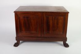 GEORGIAN STYLE CIRCA 1920's MAHOGANY COIN COLLECTORS CABINET, pair framed panel doors enclosing