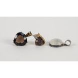 THREE VARIOUS SILVER AND STONE SET PENDANTS (3)