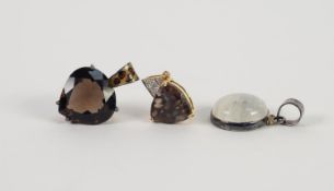 THREE VARIOUS SILVER AND STONE SET PENDANTS (3)