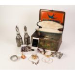 SUNDRY COSTUME JEWELLERY AND WATCHES, including boxed PANDORA 925 MARK SILVER RING, wishbone shape